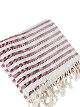 Thick Bamboo Beach Towel - Coffee Brown & White Strips