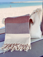 Cotton Bamboo Towel – Chevron Brown & Grey Stripes